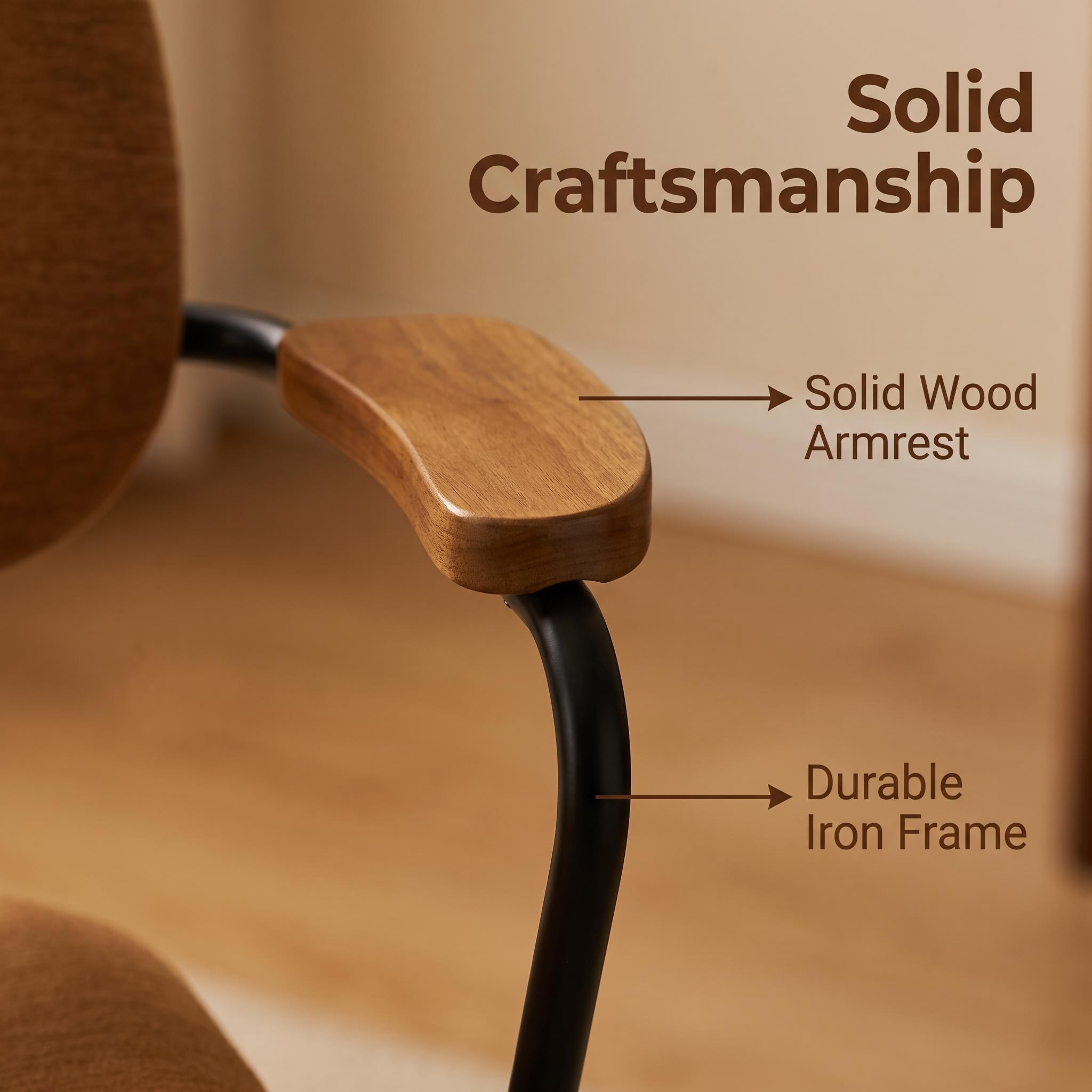 Wood Armrest Upholstered Dining Chair 2