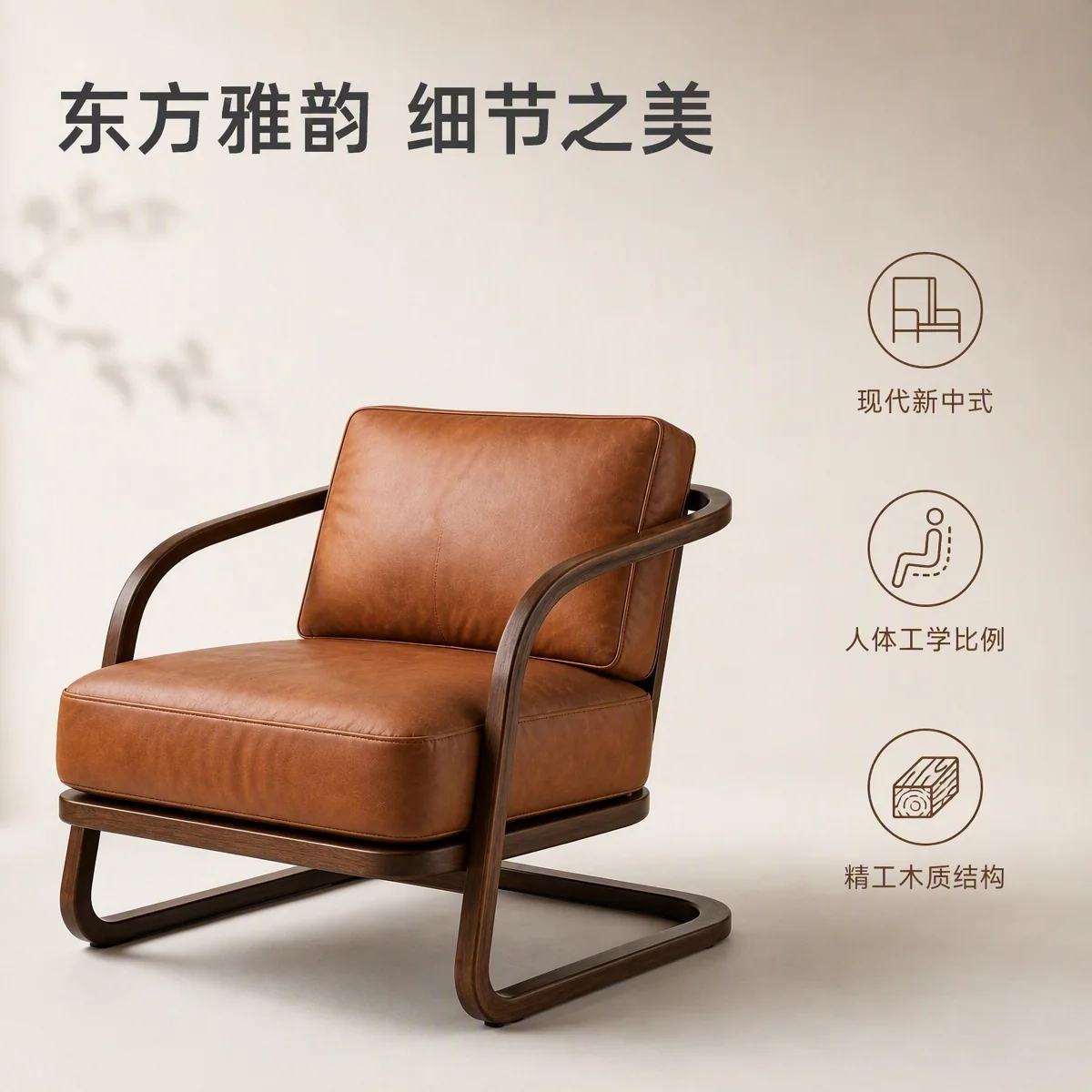 LOAFI MOXU Walnut Cantilever Lounge Chair · Design highlights