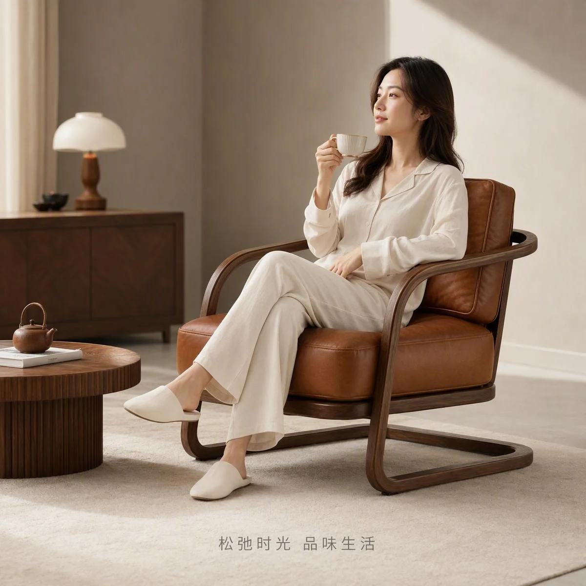 LOAFI MOXU Walnut Cantilever Lounge Chair · Multiple views