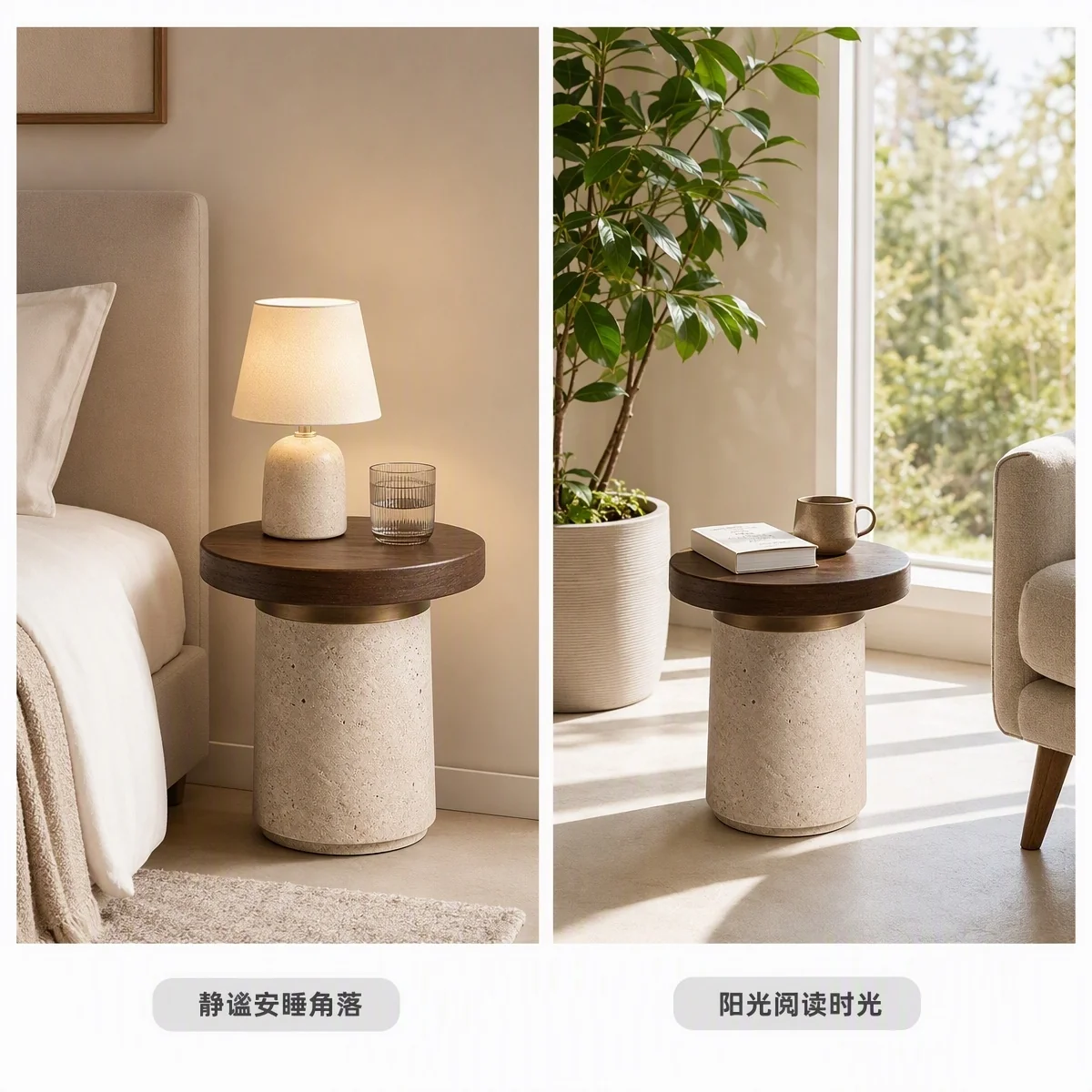 LOAFI MOXU Travertine Round Side Table · Everyday living