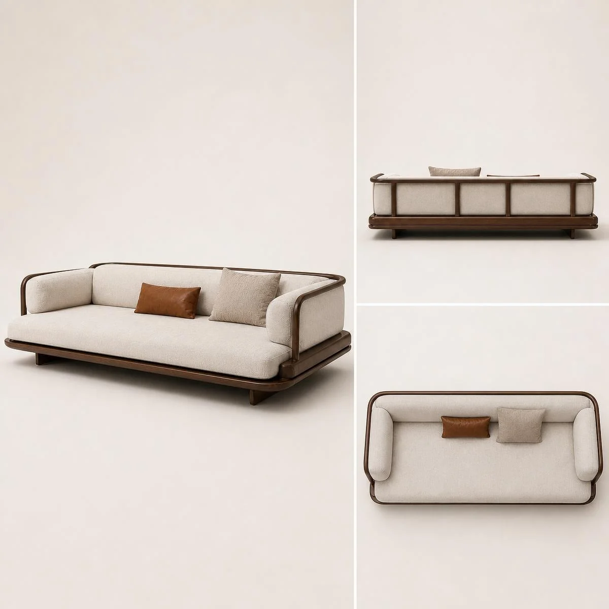 LOAFI MOXU Walnut Three-seat Sofa · Multiple views