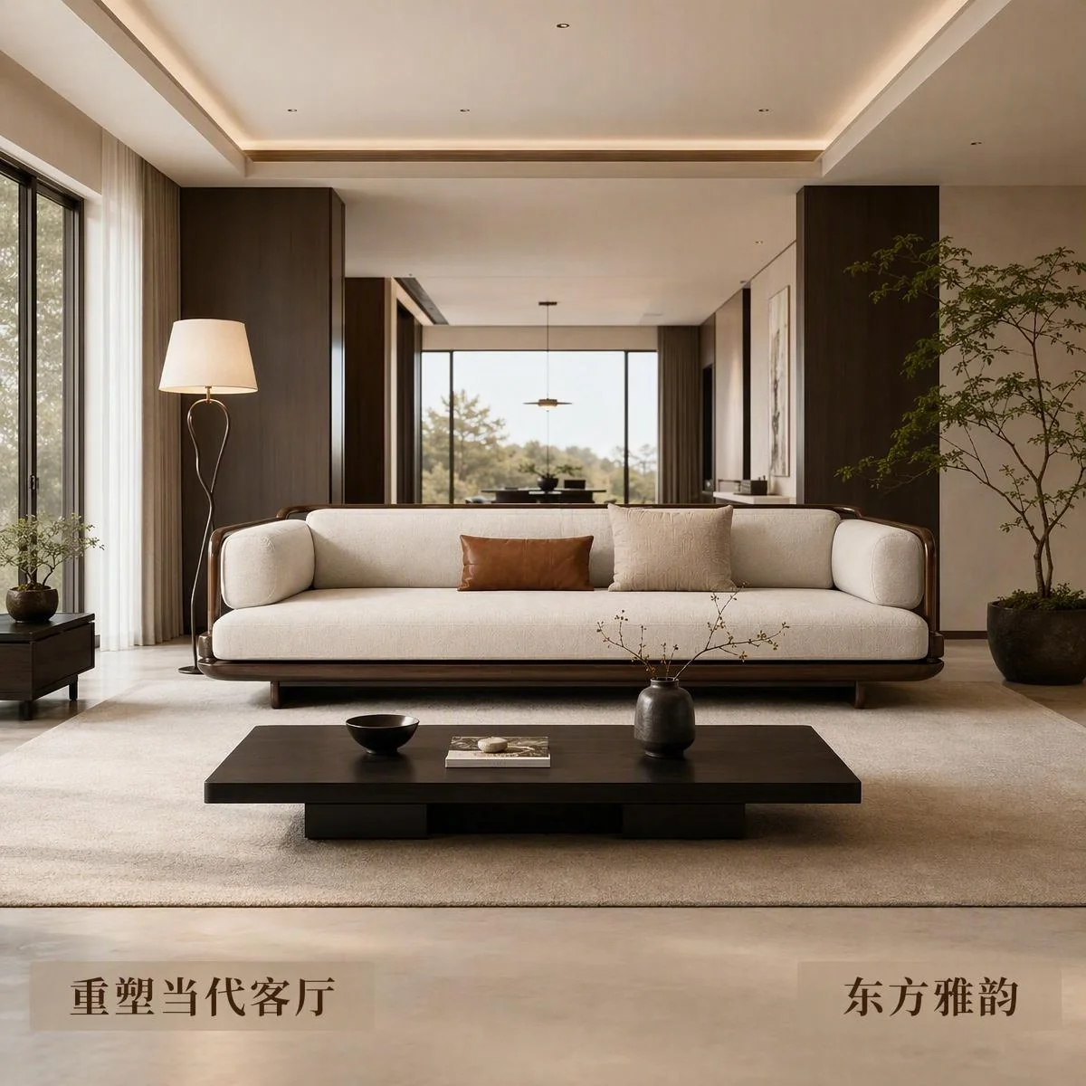 LOAFI MOXU Walnut Three-seat Sofa · Everyday living