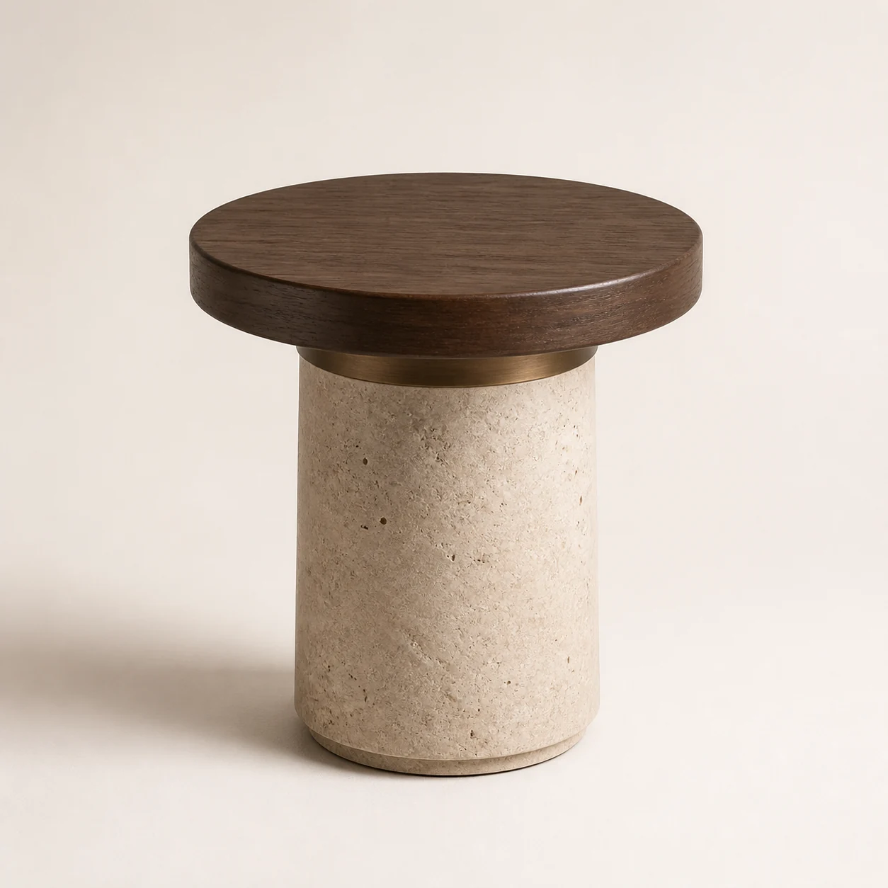 Travertine Round Side Table