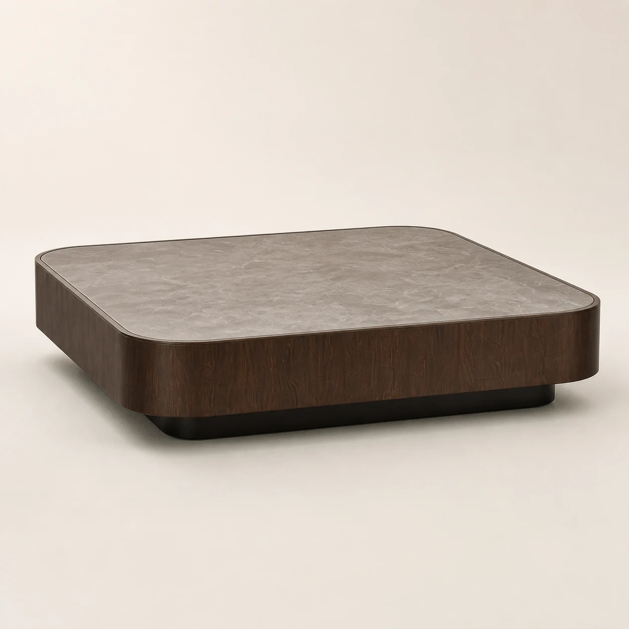 Stone-top Walnut Coffee Table