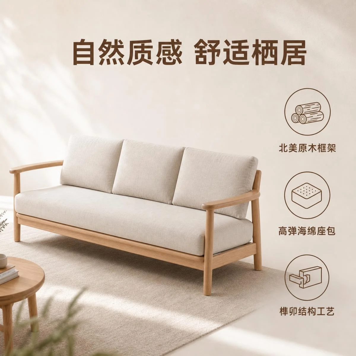 LOAFI NEST Three-seat Wood-frame Sofa · Design highlights
