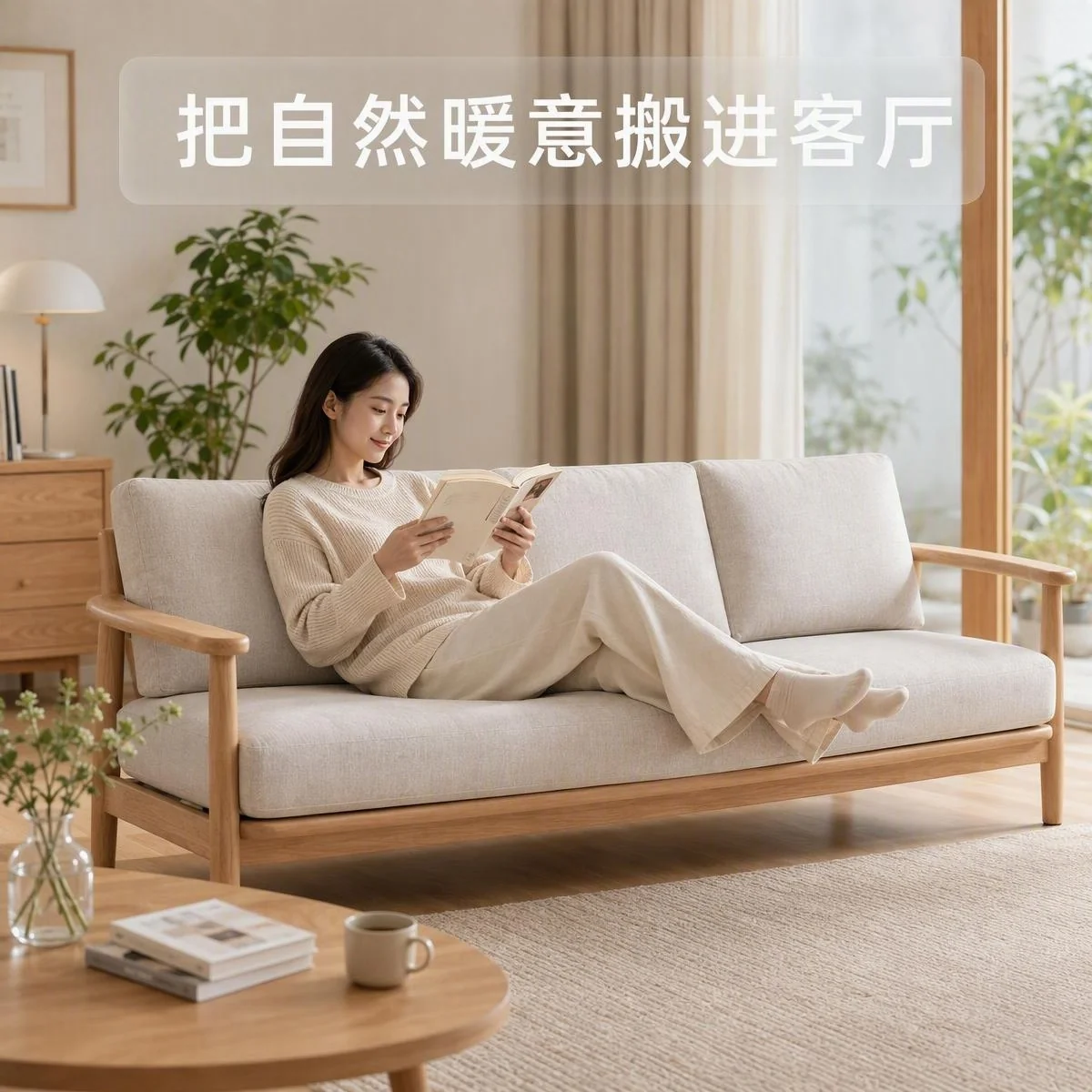 LOAFI NEST Three-seat Wood-frame Sofa · Proportion & detail