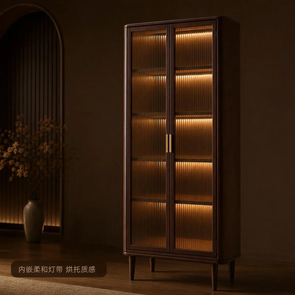 LOAFI RIVE Reeded-glass Display Cabinet · Room context