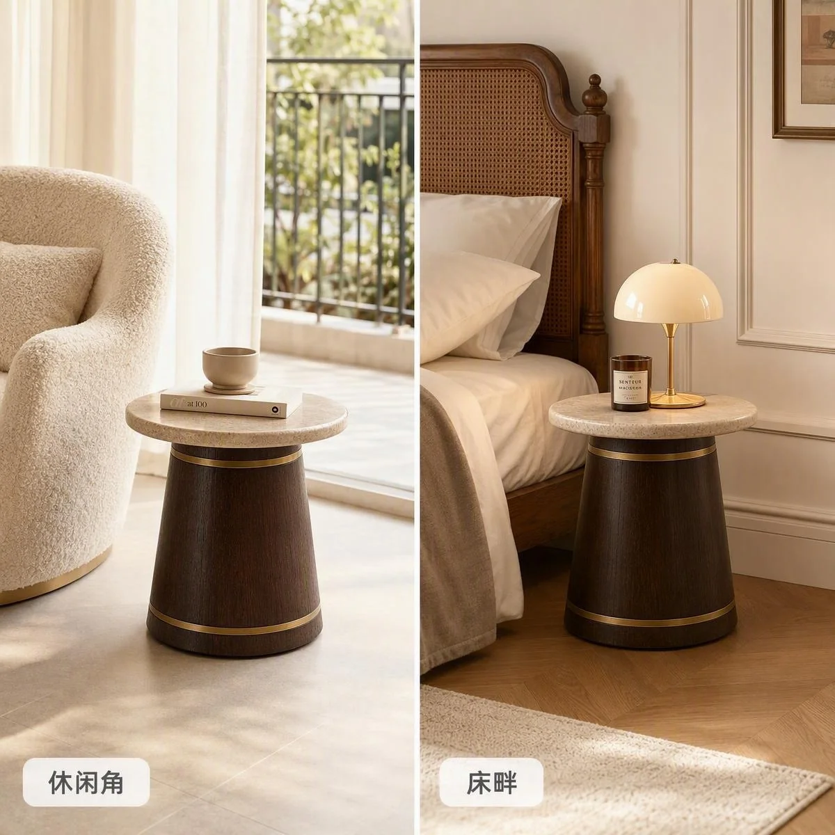 LOAFI RIVE Travertine Round Side Table · Everyday living