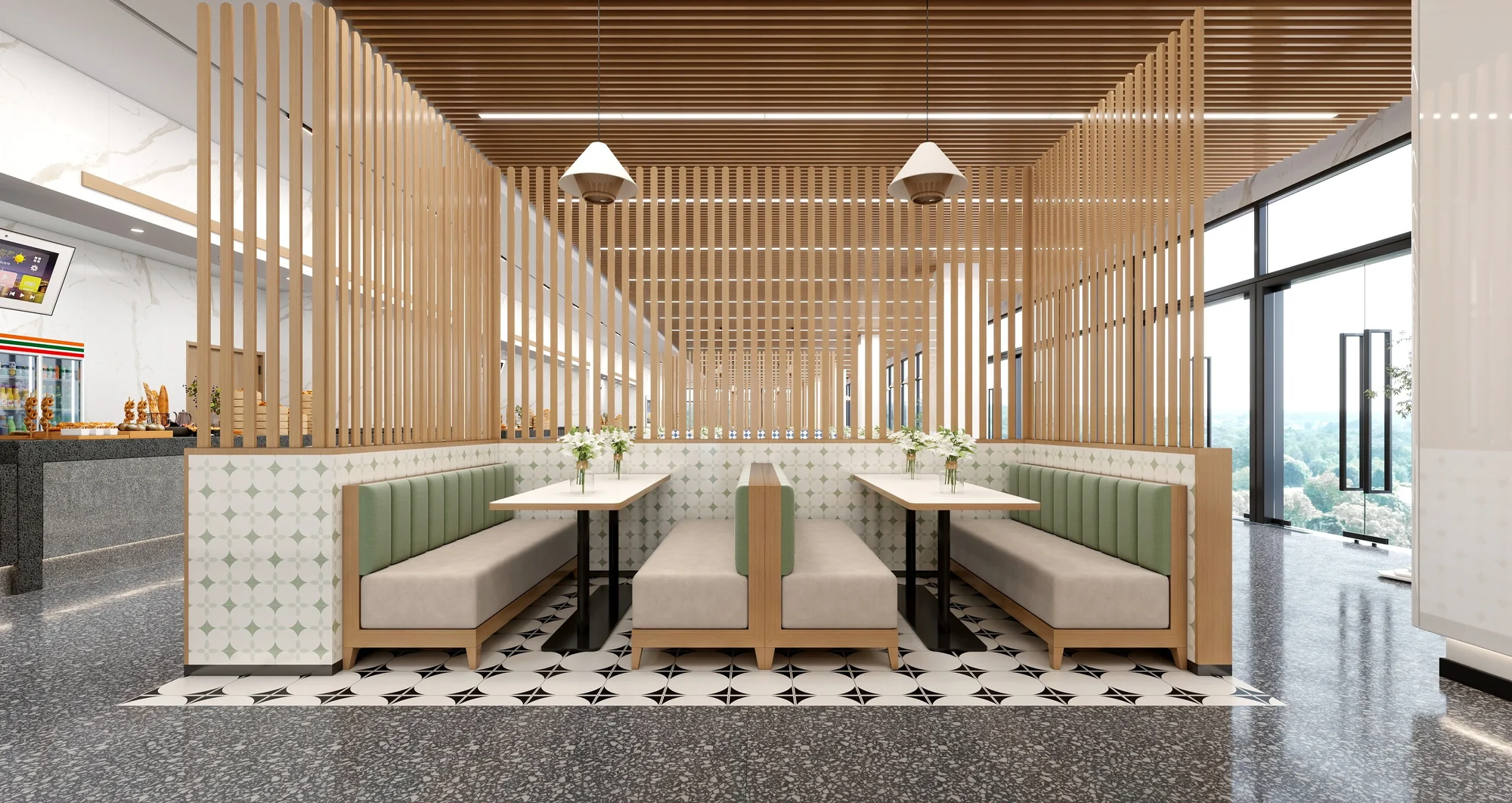 Hangzhou Vocational & Technical College Cafeteria — Booth seating
