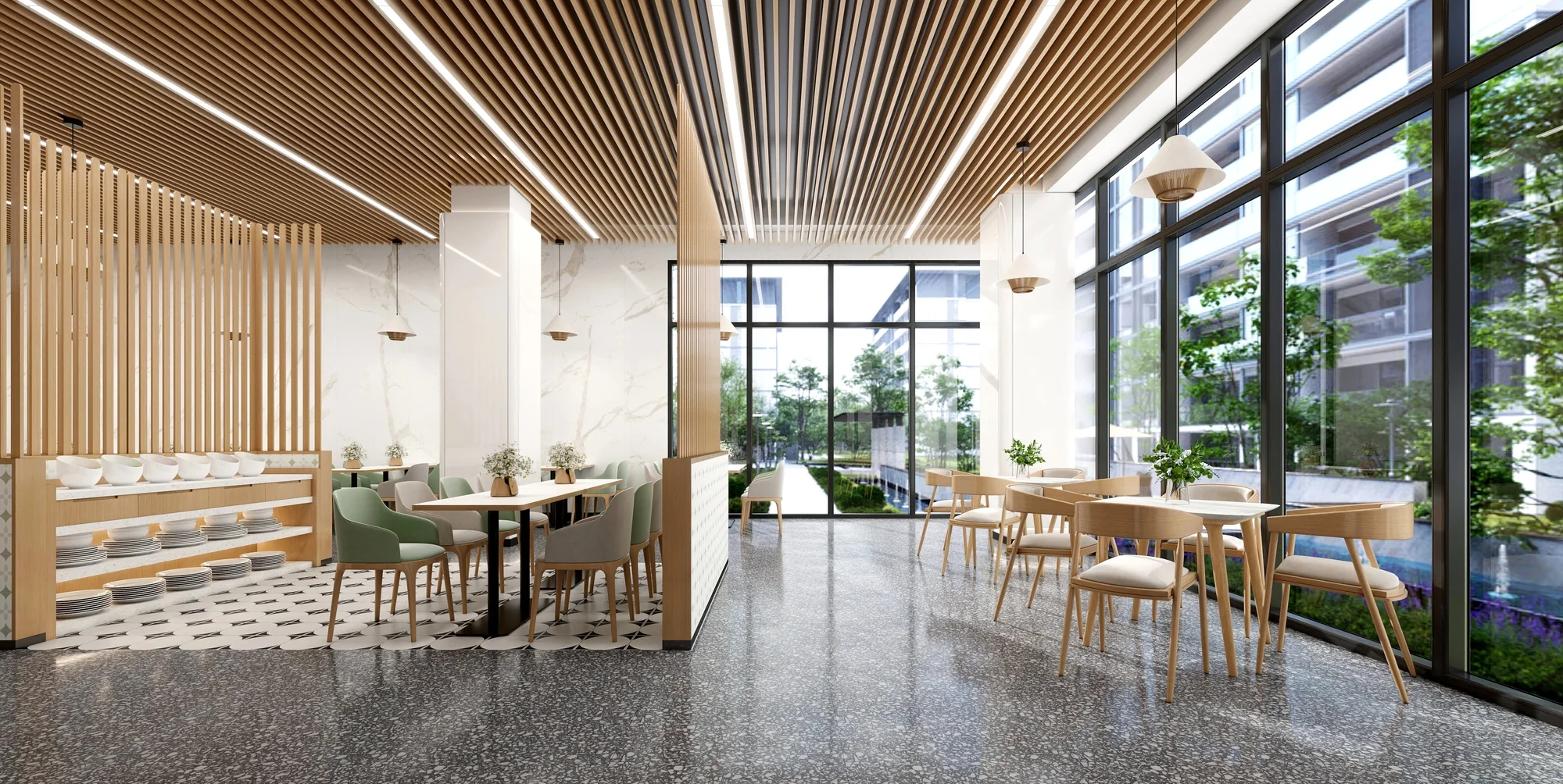 Hangzhou Vocational & Technical College Cafeteria — Window-side dining